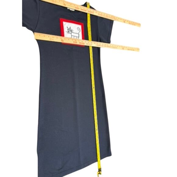 "POG" MADE IN USA Vtg Y2k Cat Art Dress SZ M Whimsical Lagenlook Signed PLZ READ - Picture 11 of 13